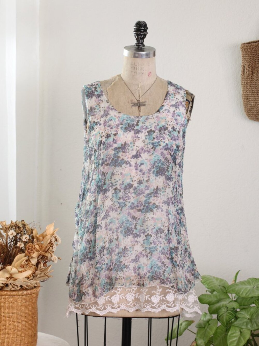 100% Silk Floral Tunic Top